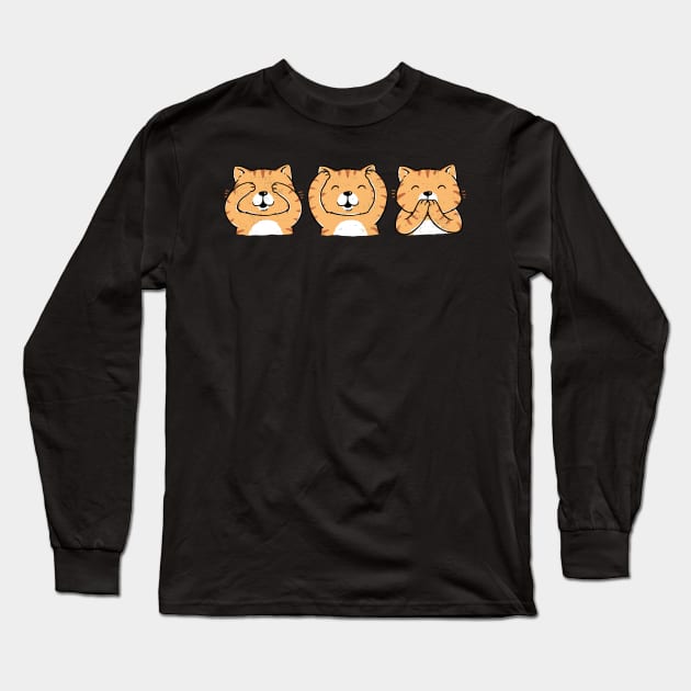 Three Wise Cats Long Sleeve T-Shirt by triagus